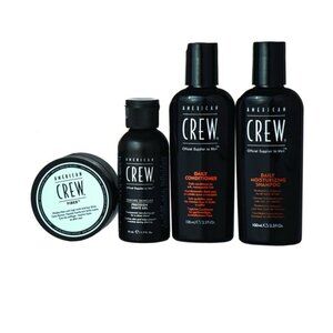 AMERICAN CREW Shave Gel, Shampoo, Conditioner & Fiber 4PC Travel Size Set NEW